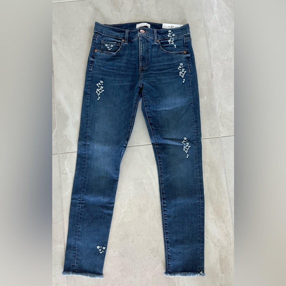 Loft Embroidered Blue Modern Skinny Jeans